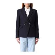 Hugo Boss Tweed Bomull Blazer Klassisk Passform Blue, Dam