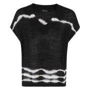 Roberto Collina Batik Slipover Sweater Black, Dam