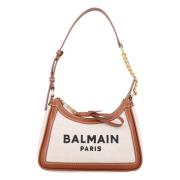 Balmain Elegant Canvas Axelväska Natur/Brun Beige, Dam