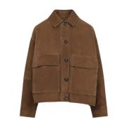 Brunello Cucinelli Brun Mocka Läderjacka Brown, Dam