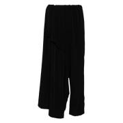 Yohji Yamamoto Svarta Wrapbyxor med Asymmetrisk Design Black, Dam