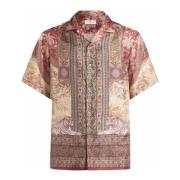 Etro Rosa Geometriskt Tryck Sidenskjorta Multicolor, Herr