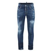 Dsquared2 Slitna 5-Ficks Jeans med Metall Detaljer Blue, Herr