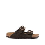 Birkenstock Brun Mocka Arizona Toffel Sandaler Brown, Dam