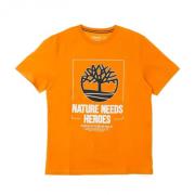 Timberland Dark Cheddar Front Tee - Streetwear Kollektion Orange, Herr