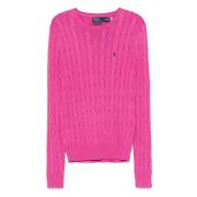 Polo Ralph Lauren Fuchsia Crew Neck Sweater med Pony Pink, Dam