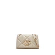 Moschino Ivory Axelväska med Gyllene Detaljer Beige, Dam