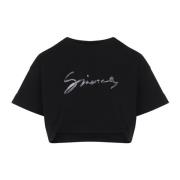 Givenchy Stilren Cropped Tee Black, Dam