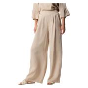 Kocca Stiliga Wide Leg Byxor Beige, Dam