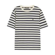 Max Mara Weekend Randig bomullst-shirt med logotyp Black, Dam