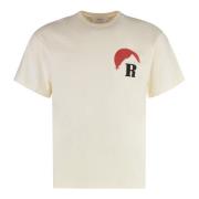 Rhude Bomull Logo T-shirt Ribbad Halsringning Beige, Herr