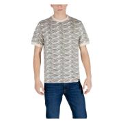 Emporio Armani EA7 Beige Tryckt Bomull T-shirt Beige, Herr