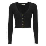 Elisabetta Franchi Svart V-ringad Cardigan Tröja Black, Dam