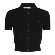 T by Alexander Wang Polo Cardigan med brodyr Black, Dam