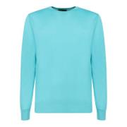 Moorer Turkos Crew Neck Sweater Blue, Herr