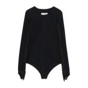 MM6 Maison Margiela Svart Topp med Dold Tryckknapp Black, Dam