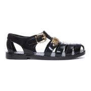 Moschino Platta Sandalerer Black, Dam