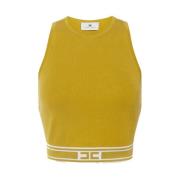 Elisabetta Franchi Gul Cropped Top med Racerback Yellow, Dam