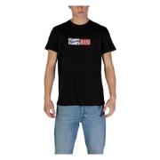 Tommy Jeans Stilig Tryckt Bomull T-shirt Black, Herr