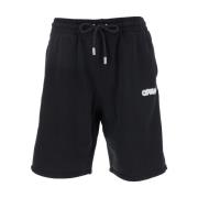 Off White Svarta Logoshorts med Piltryck Black, Herr