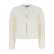 Semicouture Vit Cropped Cardigan med Juvelknappar White, Dam