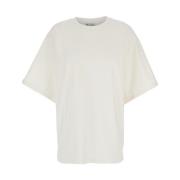 Adriano Goldschmied Vit Crewneck T-shirt med Logo White, Dam