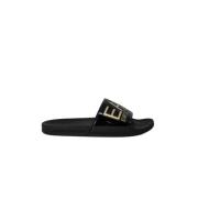 Emporio Armani EA7 Elegant Guld Sandal med Stilfull Band Black, Dam