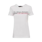 Moschino Logo Bomull T-shirt Korta ärmar White, Dam