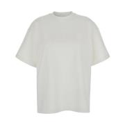 Jil Sander Vit Crewneck T-shirt med Logo Print White, Dam