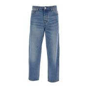 Ami Paris Blå Tapered Leg Denim Jeans med Logo Patch Blue, Herr