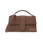 Jacquemus Brun läder handväska med topphandtag Brown, Dam