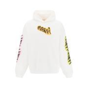 Marni Bomull Graffiti Hoodie White, Herr