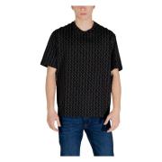 Armani Exchange Svart Bomull Rund Hals T-shirt Black, Herr