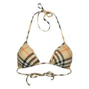 Burberry Rutig Triangel Bikini Topp Beige, Dam