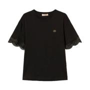 Twinset Svart Bomull Logo Print T-shirts och Polos Black, Dam