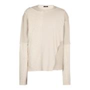 Balmain Långärmad multi-material T-shirt Beige, Herr