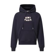 Ami Paris Logo Stitch Hoodie Black, Herr