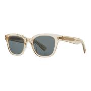 Garrett Leight Naples SUN Solglasögon i Brew/Pure Blue Beige, Unisex