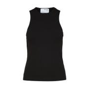 Selected Femme Ärmfri Ribbstickad Topp Black, Dam