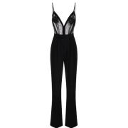 Elisabetta Franchi Svart Spetsbroderad Jumpsuit Black, Dam