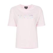 A.P.C. Rosa T-shirt Rak Passform Pink, Dam