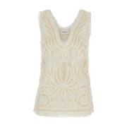 P.A.R.O.S.H. Beige Spets Drop Neckline Top Kvinna Beige, Dam