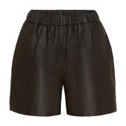 NOTYZ Läder Shorts Skind Mörk Chokladbrun Brown, Dam