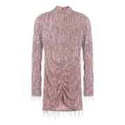 ROTATE Birger Christensen Sequin Fringe Mini Dress Pink Pink, Dam