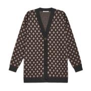 MALIPARMI Pois Jacquard Cardigan Gray, Dam