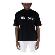 WE11DONE Gothic Logo Print T-Shirt Black, Herr