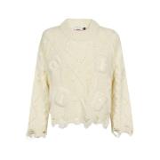 GCDS Broderad Logo Crew-Neck Sweater White, Dam