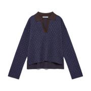 MALIPARMI Lucky Pois Jacquard Sweater Blue, Dam