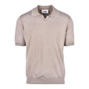 Alpha Studio Bomull Polo Stickad Topp Beige, Herr