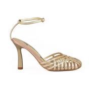 Emanuelle Vee Sandal med remmar och 10 cm klack Yellow, Dam